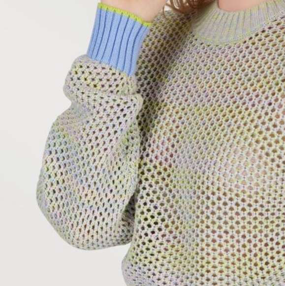 Lime + Lavender Mesh Knit Sweater by 525 America - Picture 3 of 3